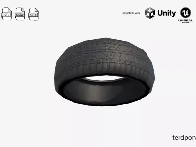 Low Poly Car Tire - Game Ready PBR Low-poly 3D model