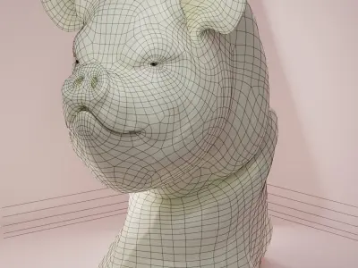 Pig bust sculpture 3D model