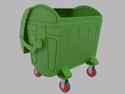Trash garbage can on wheels 3D model