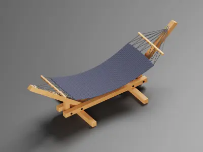 Wooden Rocking Hammock 3D Model Low-poly 3D model