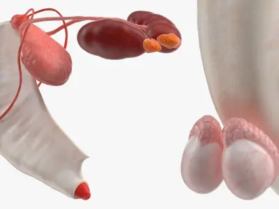Dog Male Urogenital Organs with Kidneys and Testes 3D model