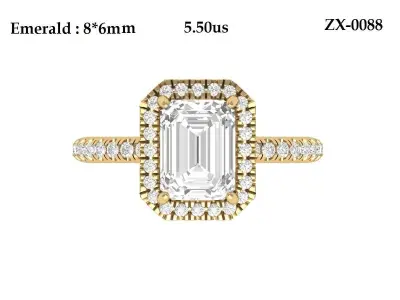 Emerald Radiant Ring 3D print model 12