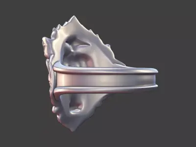 Tibetan Wrathful Deity Face Ring Sacred Jewelry 3D Model 22mm 3D print model