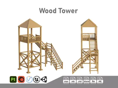 Wood Tower  Low-poly 3D model