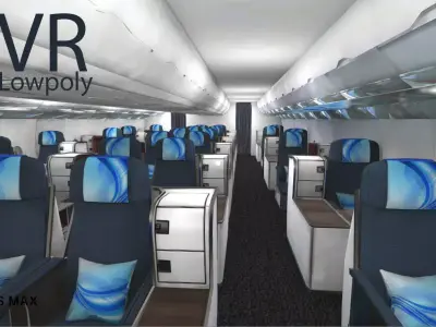 airplane A330-300 interior kit Unity3d Low-poly 3D model
