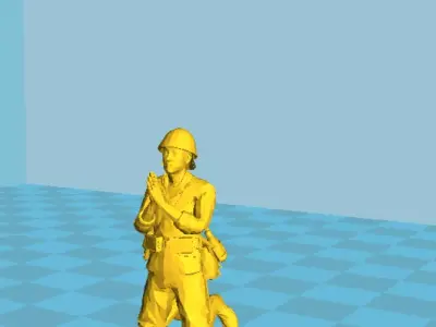 japan soldier kneeling Free 3D print model