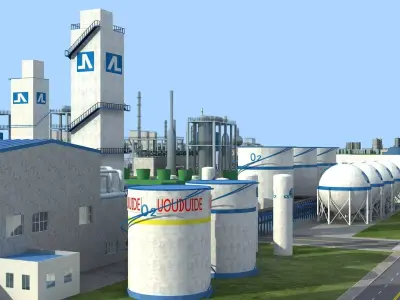 Air Separation Unit Oxygen Plant Gas Production Facility 3D model