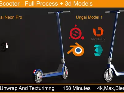 Electric Scooter - Full Process and 3d Models 3D model