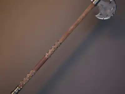 Medieval Battle Axe Low-poly 3D model