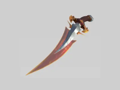 Medieval Dagger 07 Red Elemental - Fantasy Character Weapon Low-poly 3D model