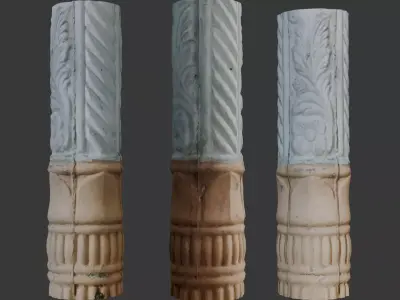 Ornate Stone Column Scan Low-poly 3D model