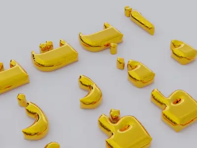 Arabic Alphabets and Numerals 02 Inflated Balloons 3D model