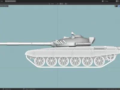 T72 MBT TANK BASE MESH  Low-poly 3D model