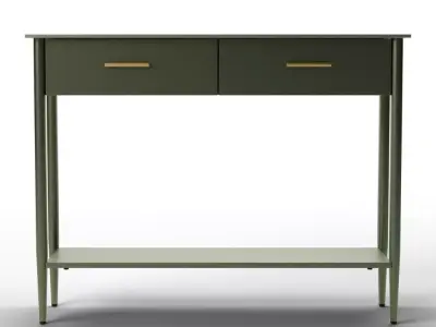 Industrial Minimalist Console Table in Dark Olive - Metalwork Low-poly 3D model