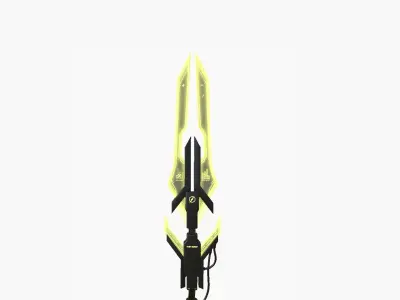 SciFi War Spear A05 Black Yellow - Character Design Fashion Low-poly 3D model
