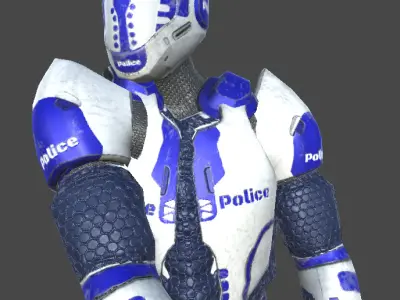 Futuristic Police Minigunner - Unity Game Ready Asset Low-poly 3D model