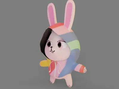 Cute Bunny 3d model Low-poly 3D model