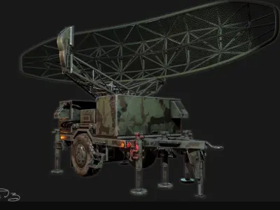 Low Poly PBR Sentinel Radar - Pulse Acquisition Radar  Low-poly 3D model