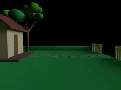 Low Poly Isometric House and Yard Free low-poly 3D model