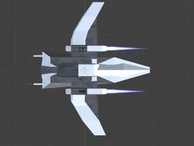 Small spaceship with moving jet trail 3D model