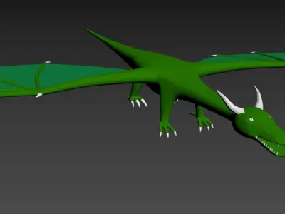 Low poly green dragon Low-poly 3D model