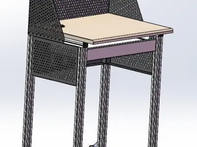 Aluminum computer desk 3D model