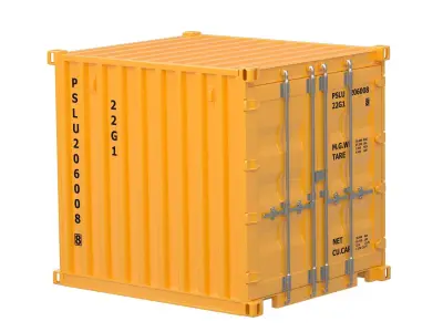 8ft Shipping Container Yellow 3D model