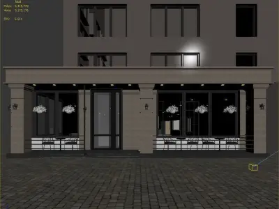 Classical Italian Commercial Facade Design 3D Model Scene 3D model