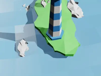 island with a lighthouse 3D model