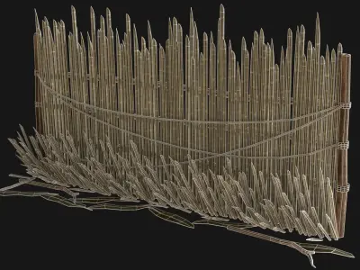 JUNGLE SWAMP PALISADE TRAP WALLS BARRIER BARRICADE COLLECTION Low-poly 3D model