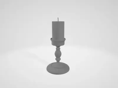 Candle and candle holder Low-poly 3D model