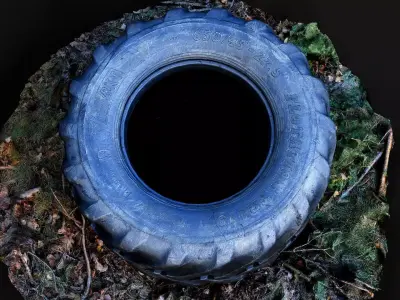 truck tractor tire junkyard debris PBR photogrammetry Low-poly 3D model
