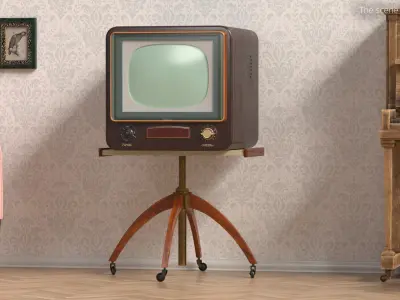 Vintage Tube Television 1950s Brown 3D model