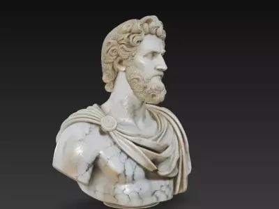Imperial Marble Warrior - Classical Hero Bust 3D Model 3D print model purchase