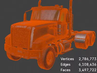 Detailed CAT CT680 Semi-Truck Heavy-Duty Vehicle Asset 3D model