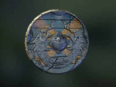 Viking shield kit game ready Low-poly 3D model
