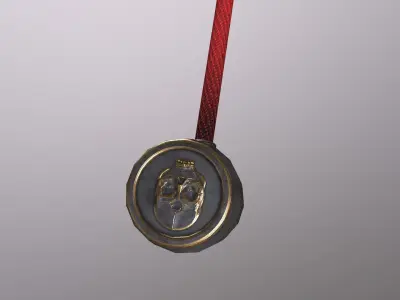 hammer 1 metal with cord Low-poly 3D model