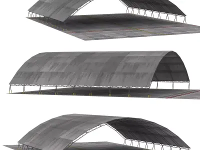 Airplane hangar Low-poly 3D model