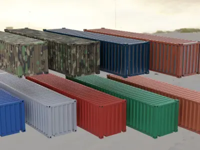Shipping Container Low-poly 3D model 2