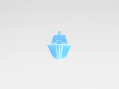 Cartoon Simple Warship v1 011 Low-poly 3D model