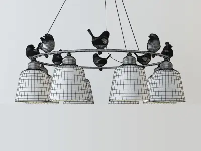 Hanging lamp provence bird chandelier 8 3D model