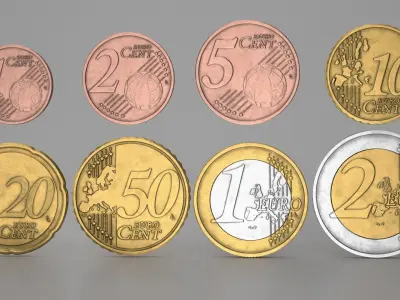 Euro Coins Collection PBR 3D model