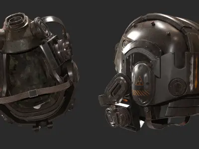 PBR Game Ready Post-Apocalyptic Helmet 3D Model Low-poly 3D model