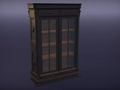 Antique bookcase  Low-poly 3D model