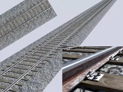 Railroad Tracks Low-poly 3D model purchase