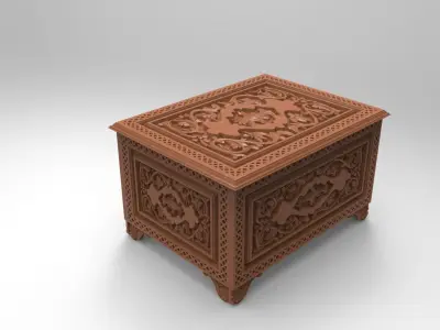 Vintage Hand-Carved Jewelry Chest 3D print model