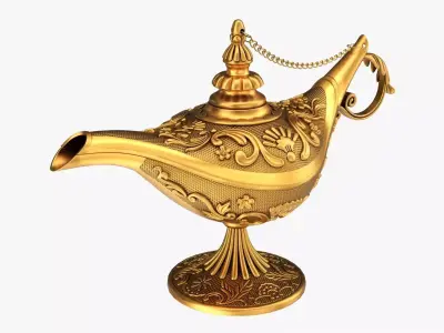 Aladdin magic lamp gold decorated 3D model
