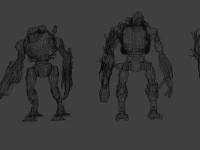 Cyberpunk Infected Mechs LowPoly Low-poly 3D model