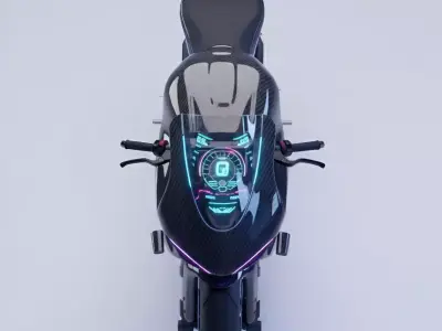 Futuristic Electric Sports Bike with Neon Low-poly 3D model Low-poly 3D model