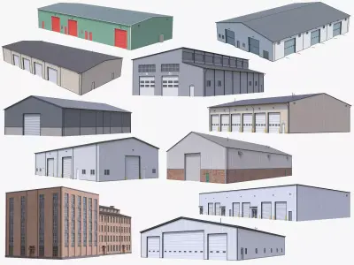 11 Industrial Buildings Collection 3D Model Pack purchase